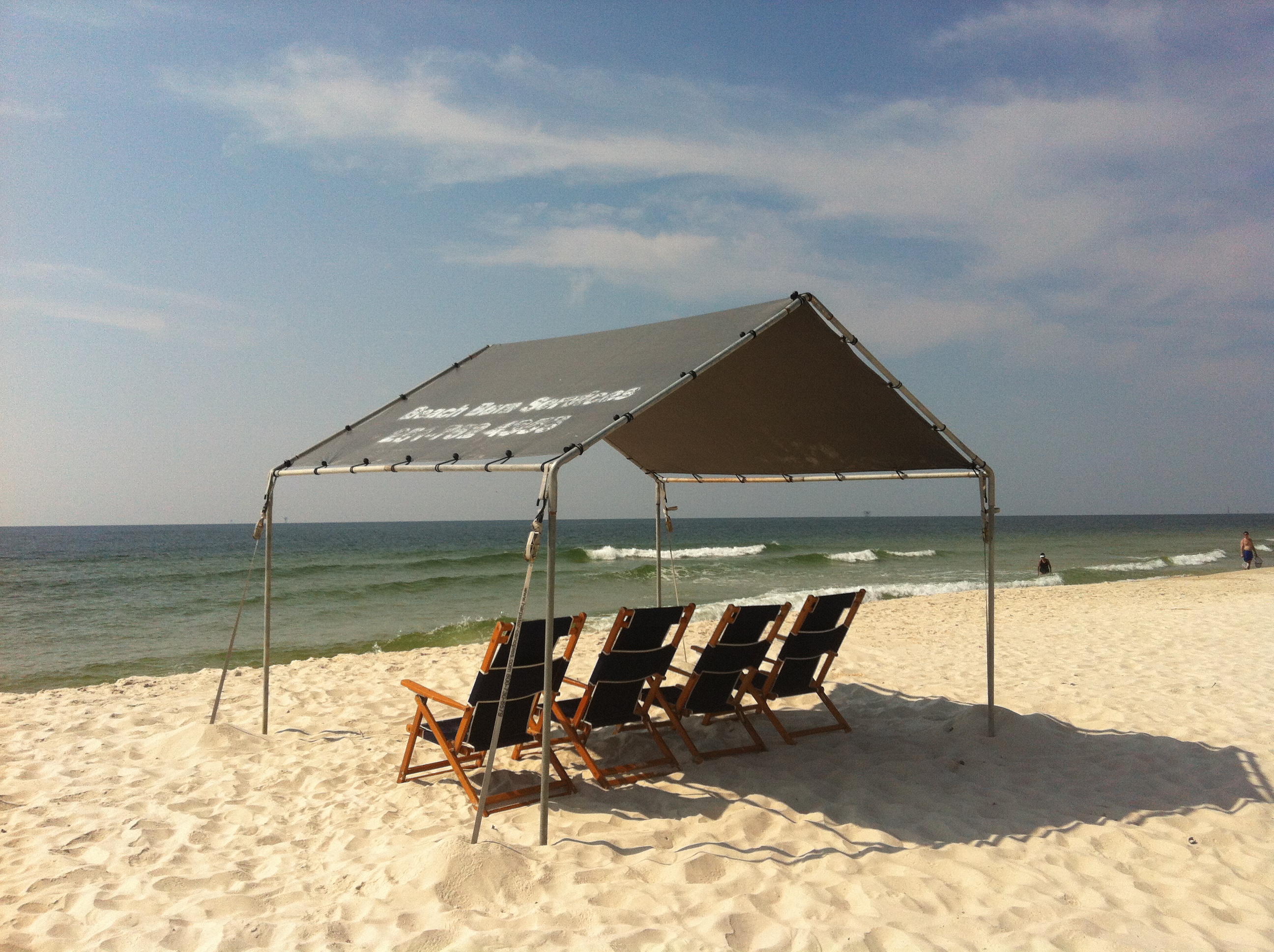 10u2032 x 10u2032 beach canopy and 4 lounge chairs JGMPSRO
