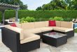 4pc outdoor patio garden furniture wicker rattan sofa set black -  walmart.com NQCWLXN