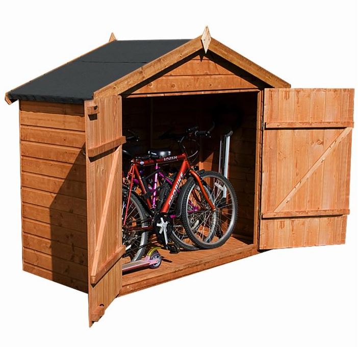 7x3 waltons tongue and groove apex wooden bike shed overall view ACQCJOU