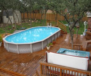 above ground pools with decks above ground pool deck ideas YQDVJYW