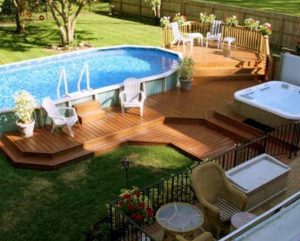 above ground pools with decks backyard landscaping decoration using above ground round-pool deck ZUCEVOR