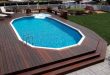 above ground pools with decks large above ground pool deck with cascading steps LFPEQBM