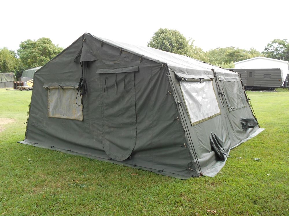 army tent military 16x16 frame tent camping hunting army vinyl canvas stove jack  surplus WGIIOPH