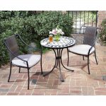black and tan 3-piece tile top patio bistro set with taupe NYISRNZ