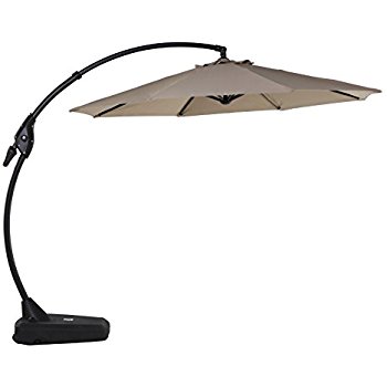 cantilever umbrella grand patio deluxe 10 ft curvy aluminum offset umbrella with handle and  crank, banana YQSLYRW