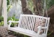 coral coast pleasant bay white curved back porch swing with optional  cushion - porch swings at JQAZILA