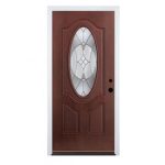 entry doors therma-tru benchmark doors delano 2-panel insulating core oval lite dark  mahogany fiberglass PRYMQYA