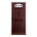 entry doors therma-tru benchmark doors delano 4-panel insulating core morelight dark  mahogany fiberglass stained TBUFIXU