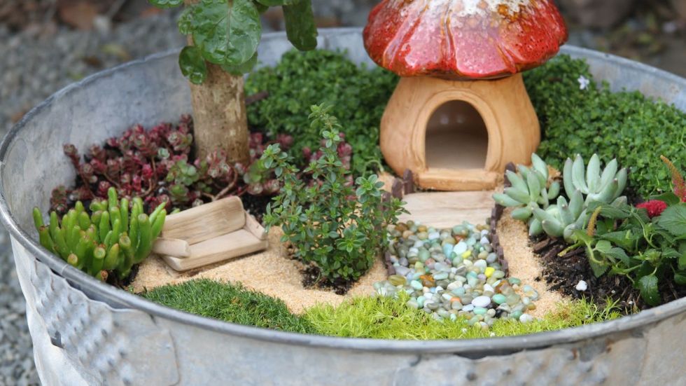fairy garden wash tub house XUYMOTG