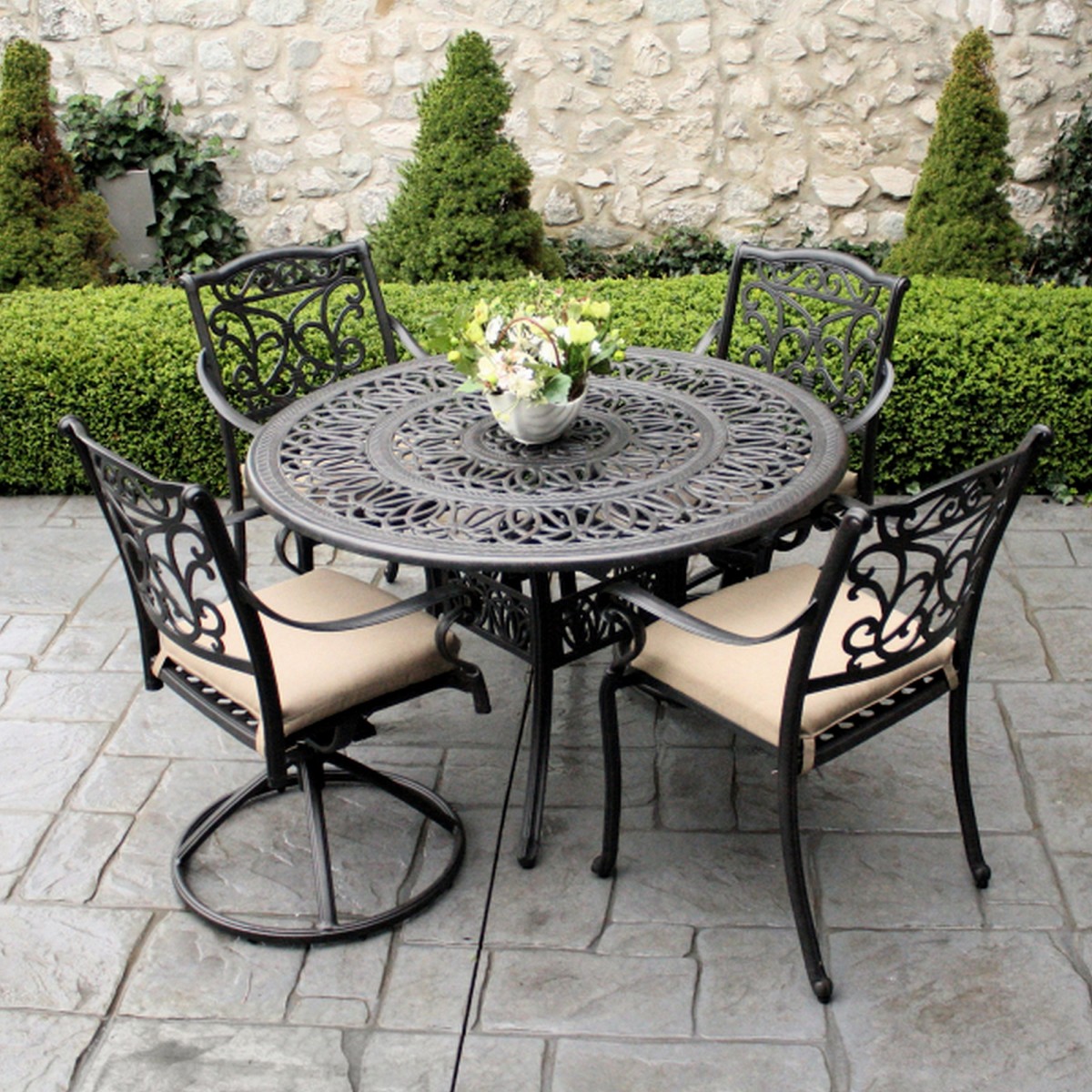 gallery of: complimenting patio with wrought iron patio furniture IXEBUNG