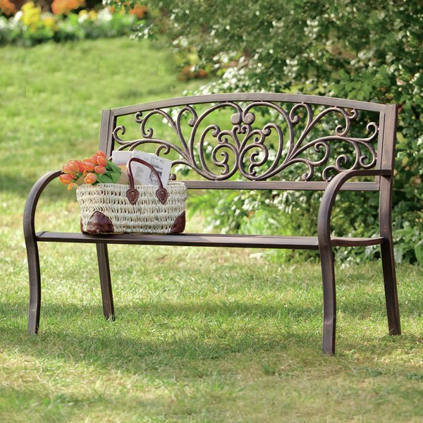 garden benches plow u0026 hearth blooming iron garden bench u0026 reviews | wayfair IFRKDFN