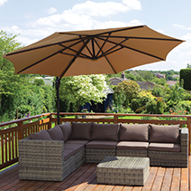 garden parasols setting up some quality cushions can provide you and your guestsu0027  comfortable seating. some wood material PJXRIEO