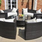 lauren luxury grey rattan garden furniture circular sofa and coffee table  set. GOMEOZQ