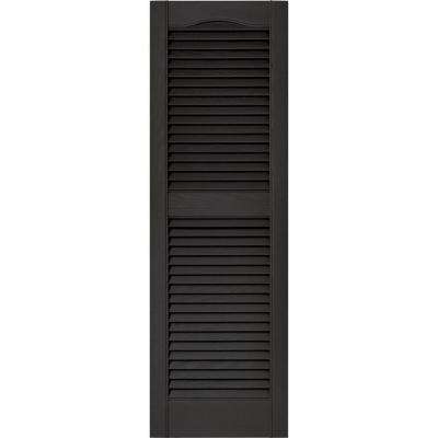 louvered vinyl exterior shutters pair in #002 black HDSYUOO