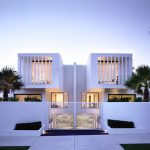 modern house designs white facade at the sunset JVXOHJO
