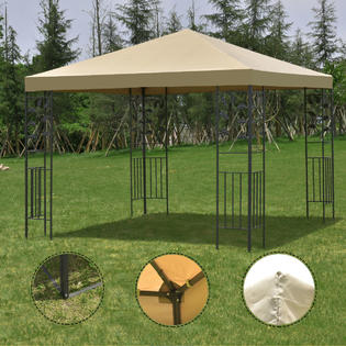 outdoor canopy costway outdoor 10u0027x10u0027 square gazebo canopy tent steel frame shelter  awning brown CKYLGAL