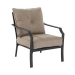 outdoor chairs garden treasures vinehaven 2-count brown steel patio conversation chairs  with tan cushions TVTOZLV