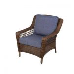 outdoor lounge chairs spring haven brown all-weather wicker patio lounge chair with sky blue  cushions UKULJHB