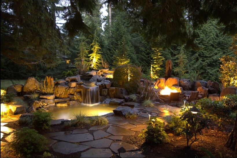 pairing your garden lights with other lighting features can tie together  your garden theme. here HTLOFBJ