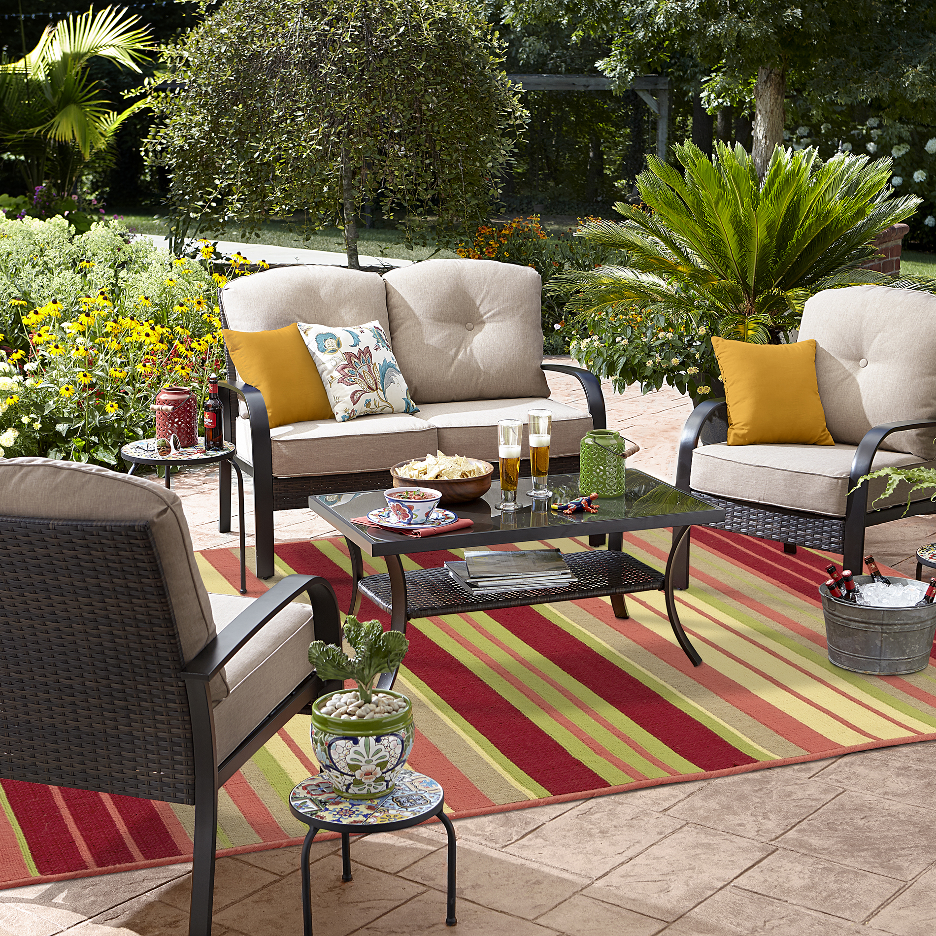 patio conversation sets grand harbor logandale 4 piece seating set in tan *limited availability* ACUHJOL
