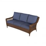 patio couch spring haven brown all-weather wicker patio sofa with sky blue cushions TEPXLVN