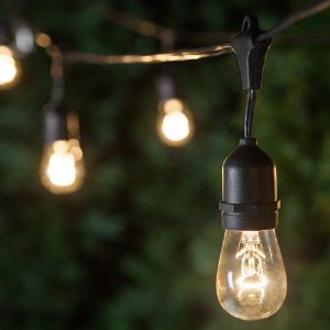patio lights - commercial clear patio string lights, 24 s14 e26 bulbs black  wire MWTRYZY