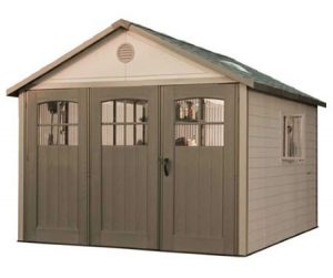 plastic sheds lifetime 11x18 storage shed garage w/ 9ft wide doors BNKRAGB