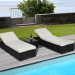 pool furniture 3pc rattan wicker chaise lounge chair set outdoor patio garden furniture  pool KJDGBCC