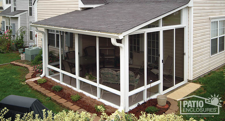 screened in porch white aluminum frame screen room with single-slope roof KKWZSPL