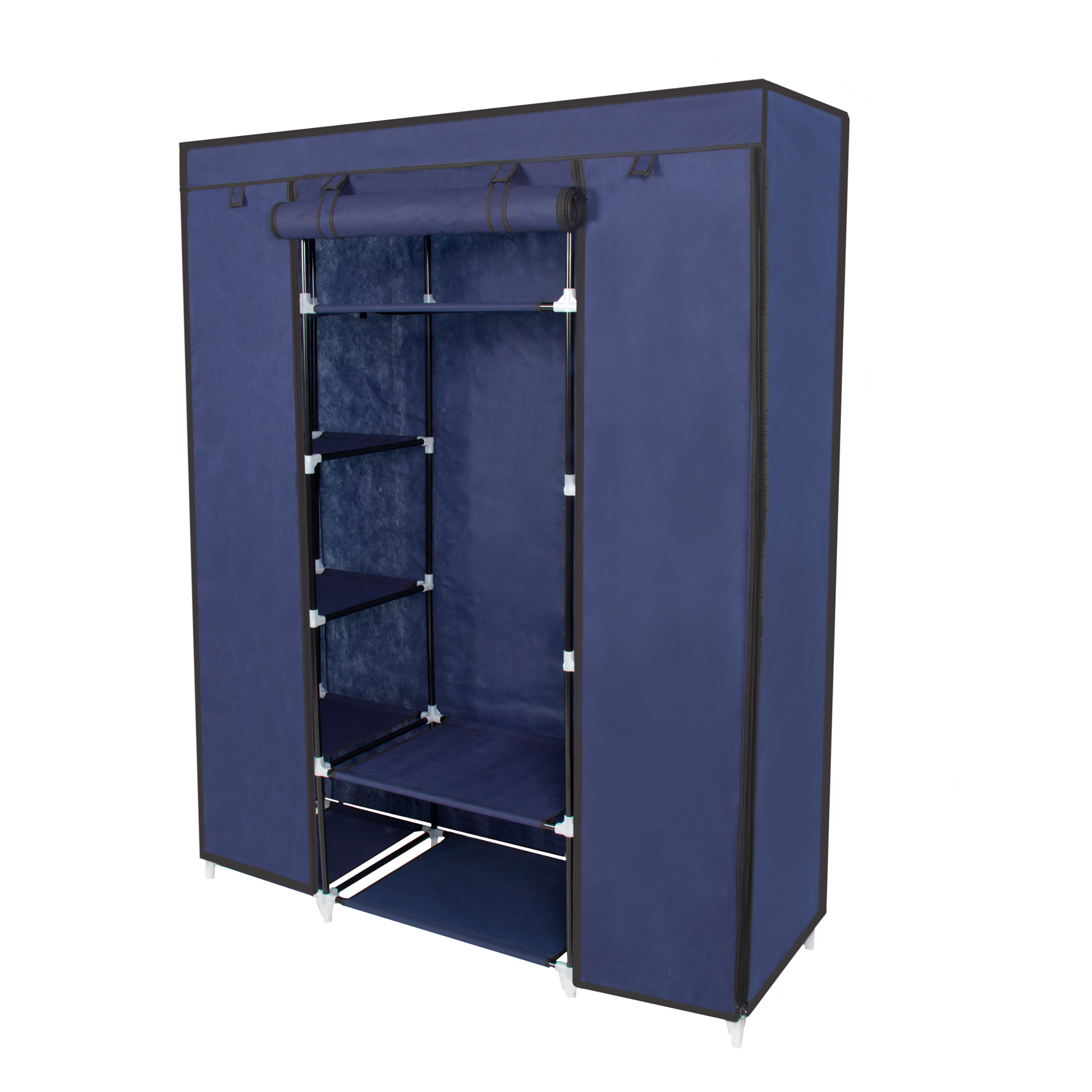 53u201d portable closet storage organizer wardrobe clothes rack with shelves  blue - JNKHFIL