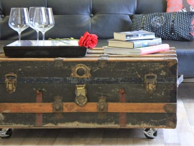 antique steamer trunk coffee table KBWGQSM