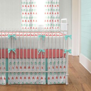 baby girl bedding ... coral and teal arrow crib bedding DBUCGDG