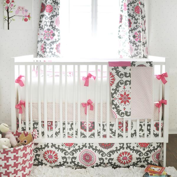 baby girl bedding ragamuffin in pink pink and gray baby bedding set OVWSEJM