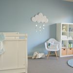 baby nursery blue and white nursery with cloud wall hanging - project nursery YPLEWLP
