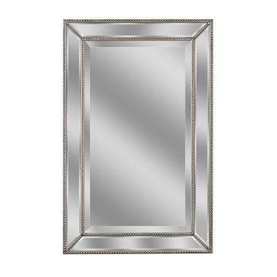 bathroom mirrors w metro beaded single mirror in silver DQGHRQV