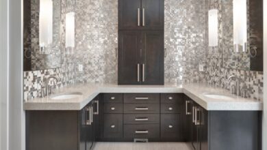 bathroom remodel ideas metal mosaic STDMWGH