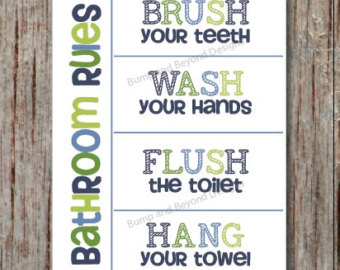 bathroom wall art wash your hands brush your teeth hang your towel flush IAVBHYQ