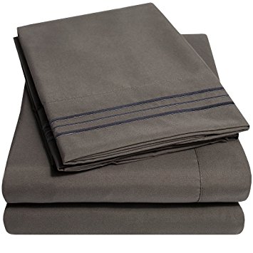 bed sheets 1500 supreme collection extra soft queen sheets set, gray - luxury bed FJTUVCU
