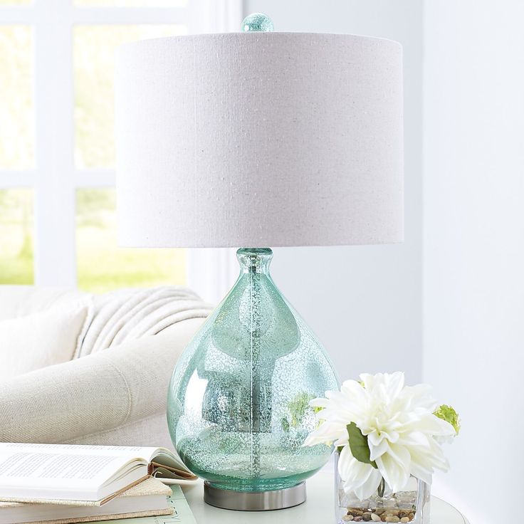 bedroom lamps our mercury glass lamp with a teal luster and ivory-colored shade is worthy EHHYKPT