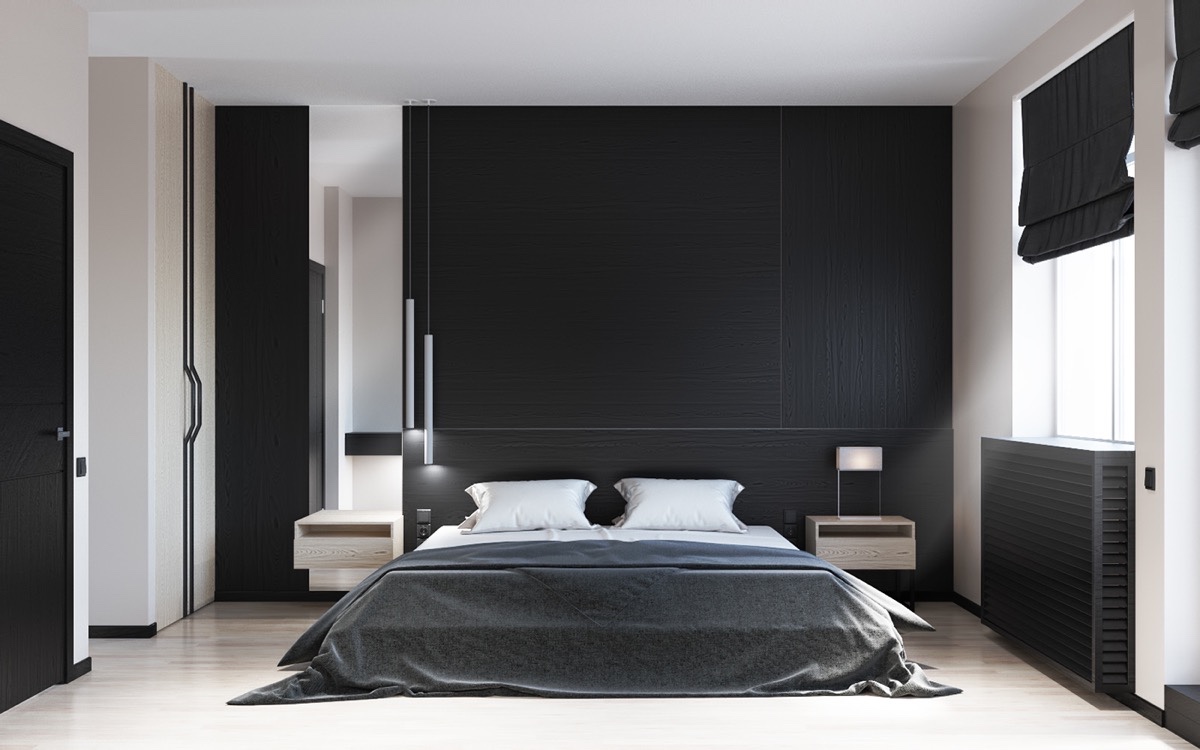 black and white bedroom 2 |; visualizer: kriss maksymchuk JPJIBHC