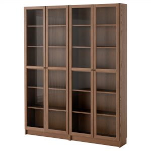 bookcases billy / oxberg bookcase, brown, ash veneer glass width: 63  VKEJHRM