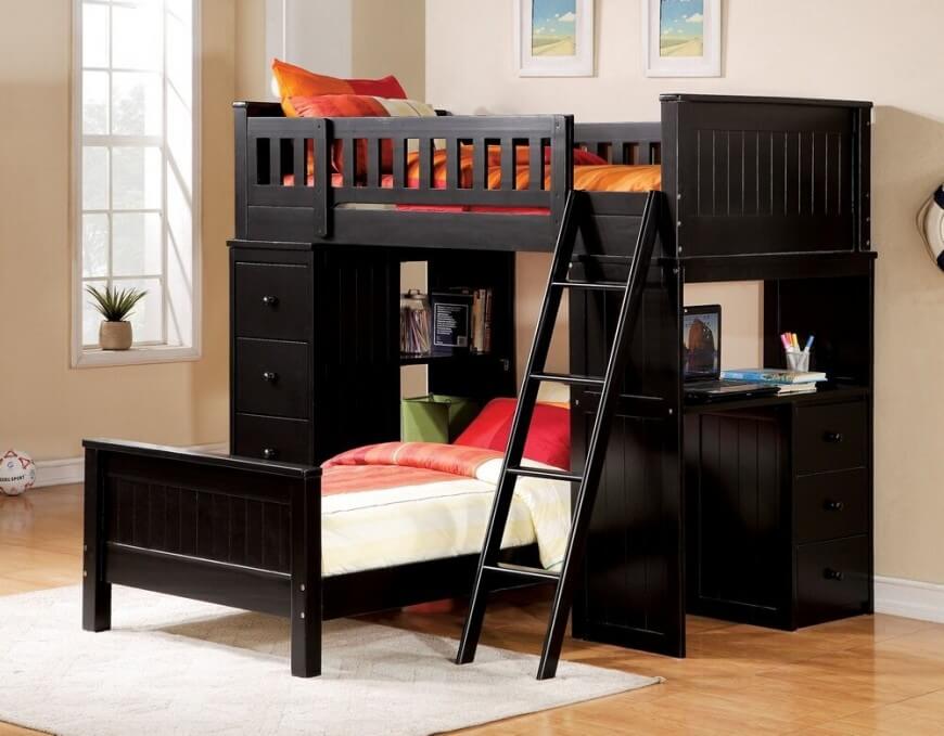 bunk beds with desk this rich wood desk bed features a desk built into the side of JRWOGDX