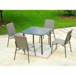 correa metal rattan wicker outdoor furniture 5 piece dining set DETDVAG