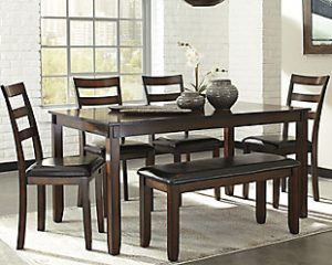 coviar dining room table and chairs with bench (set of 6) NOAIUSY