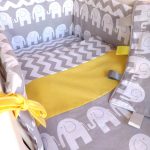 crib or cot or cot bedding set , grey elephant zig-zag 100%cotton HPUVZCC