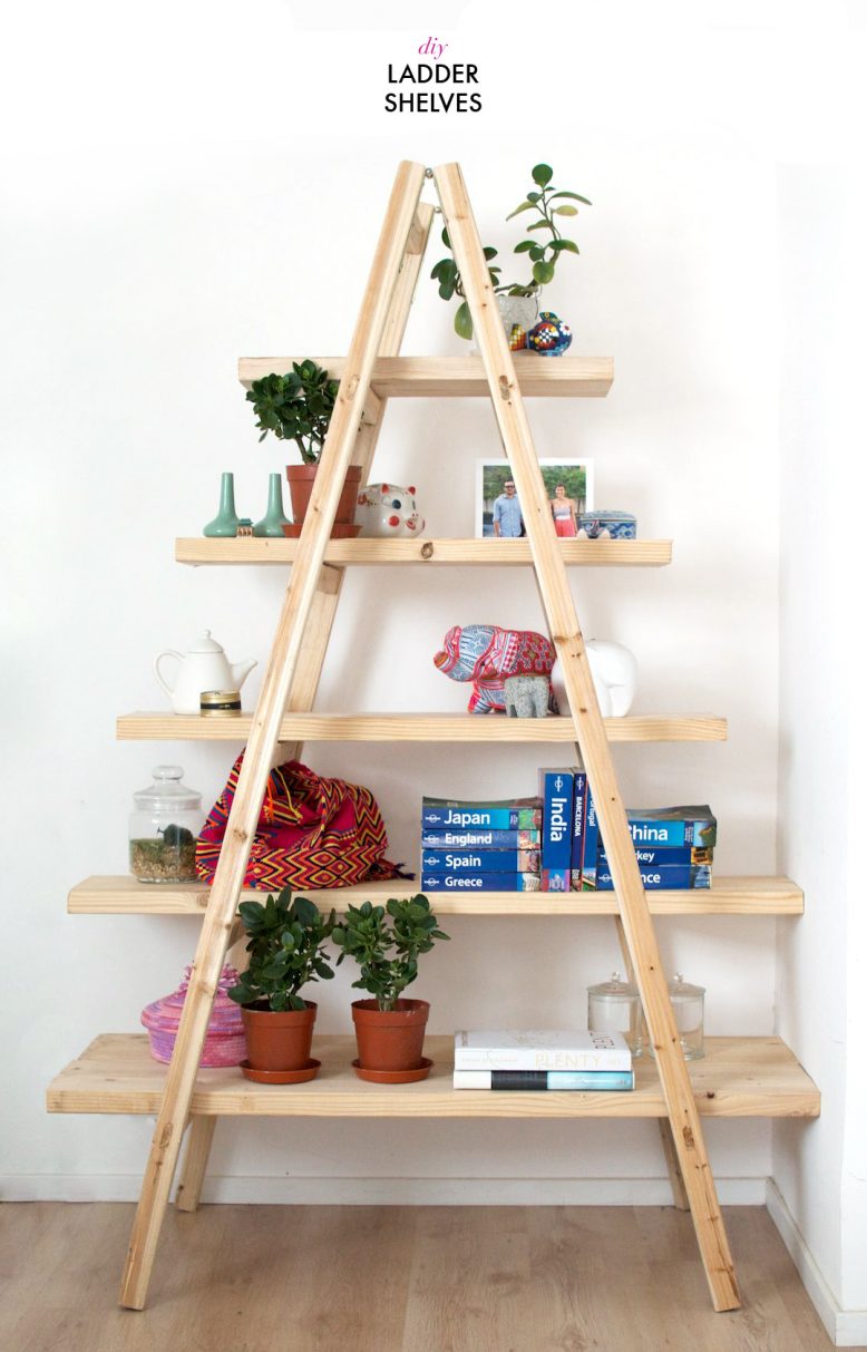 diy ladder shelves EKHPDPJ