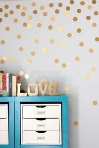 diy wall decor diy wall art ideas -gold metallic dot walls SZMCOSN