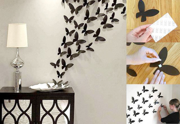 diy wall decor diy wall art ideas - paper butterflies wall decor ICXEDZS