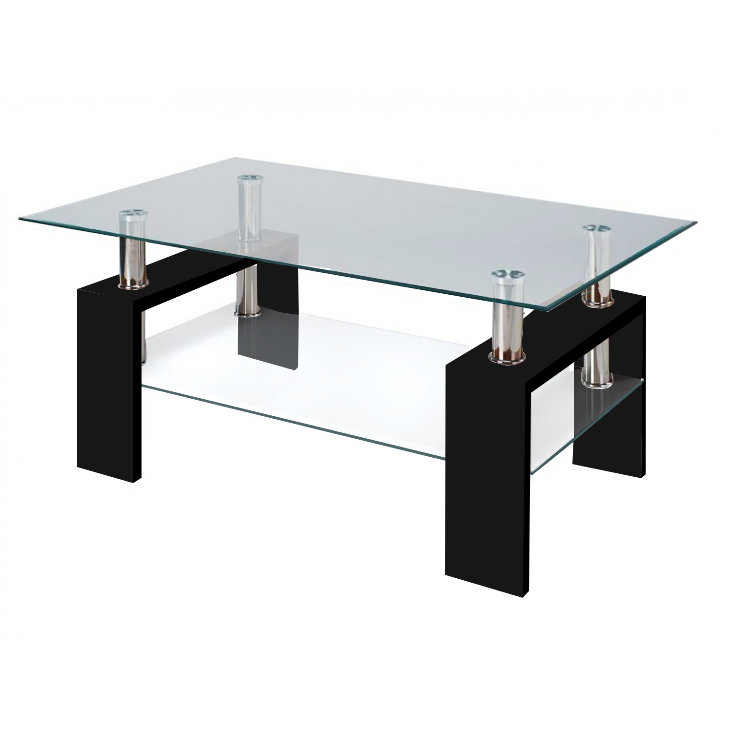 glass table modern glass black coffee table with shelf contemporary living room UMNYFHF