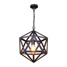 hanging lights lb lighting - iron cage pendant light, matte black, small - pendant lighting KRMJGDJ